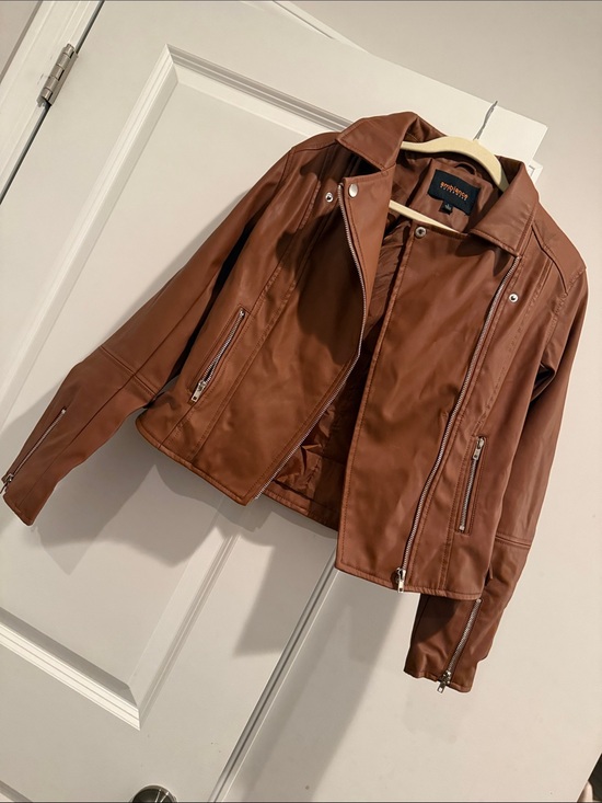 Ambiance Jackets & Blazers - Ambiance Brown Leather Motorcycle Jacket
